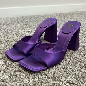 Zara Purple Satin Block Heels